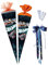 Nestler Schultüten-Set zum Befüllen, Handgemachte Zuckertüte aus Karton - Motiv Hot Wheels - Action Race, Schultüte, Spitzenschutz, Schleife (orange, 85 cm 6-eckig)
