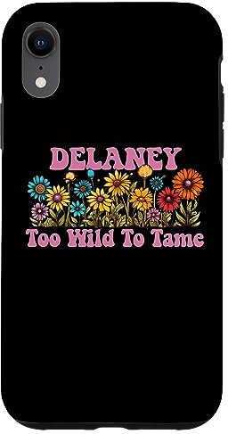 DELANEY Name Cute Retro Girls Wildflower DELANEY Name Hülle für iPhone XR