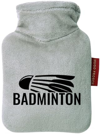 Huuraa Wärmflasche Badminton Federball Geschenk | Veloursbezug Geschenkidee mit Motiv Auslaufsicher mit waschbarem Bezug