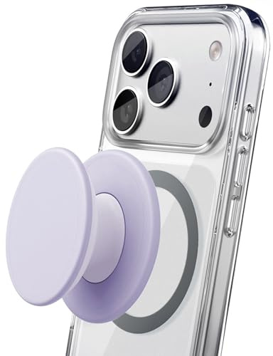 ENCASED Klappbarer Magnetischer Handygriff, Kompatibel mit MagSafe – Komfortabler Silikon-Fingerhalter für iPhone, Zusammenklappbar, Farbe Lilac Haze