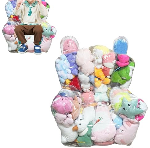 Bezug für Sitzsack, Aufbewahrung, transparent, für Plüschspielzeug, mit Reißverschluss, für Wohnzimmer, Spielzimmer, Schule, Jungen und Mädchen