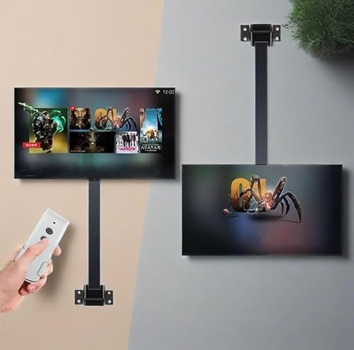 GUODDM Supporto da Soffitto per TV, Sollevatore A Discesa con Rotazione Manuale A 360°, Motorizzato Sollevamento Staffa