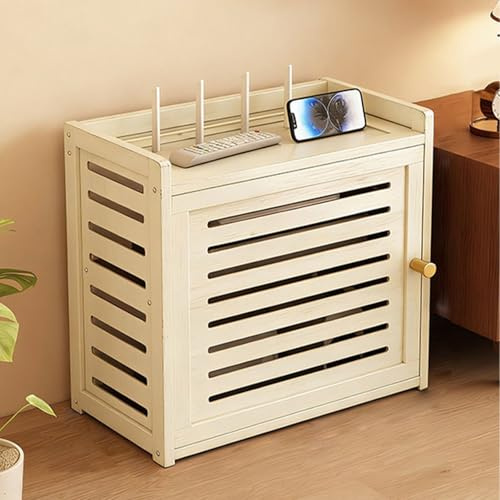LHXLSH Router Organizer Cabinet, Floor Standing Router Decorative Storage Box, Freestanding Cabinets Organizer with 2 Doors, for Cable, Modem, Internet(White,30.5 * 28cm/12 * 11in)