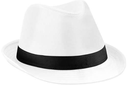 Beechfield B630 Fedora Hat weiß/schwarz Small/Medium