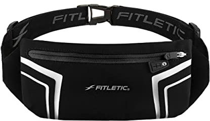 Fitletic Blitz Phone Holder Bum Bag Lightweight and Sleek Running Belt with Dual Adjustable Strap Unisex Waist Bag for Men and Women Ideal Sport Bag for Travel and Outdoor Activities, Black