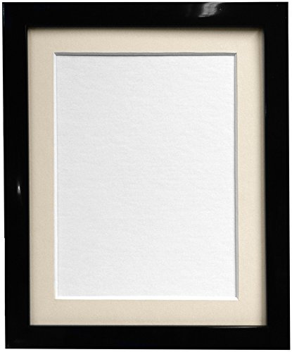 FRAMES BY POST 20mm Black Photo Picture Poster Frame with Ivory Mount 50 x 40cm For Pic Size 40 x 30cm (Plastic Glass)