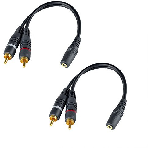 SIENOC 2X 3.5mm Audio Femelle à Double RCA mâle 20cm Adaptateur de câble Audio