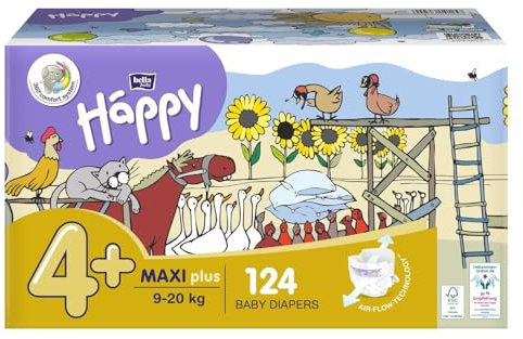 bella baby Happy Windeln comfort Gr.4+ Maxi Plus 9-20kg HAPPY BOX 124 Stück