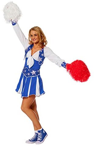 Wilbers & Wilbers The Fantasy Tailors Cheerleader Kost?m Damen Blau Wei? T?nzerin Football Basketball Karneval Fasching Hochwertige Verkleidung Fastnacht Gr??e 40 Blau/Wei?