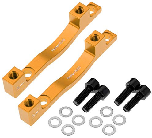 Perfeclan 2 Stü Performance Aluminiumlegierung 203mm MTB Fahrrad Scheibenbremse Mount Adapter & 5 Farben, Gold