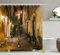 Nyngei Italienischer Duschvorhang Old Courtyard Rom Italien Cafe Stühle Stadt Historische Häuser in Street Cloth Stoff Badezimmer Dekor Set mit180CM Orange Braun
