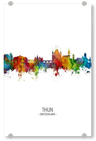 artboxONE Acrylglasbild 90x60 cm Städte Thun Skyline Portrait Bild hinter Acrylglas - Bild Thun Painting Skyline