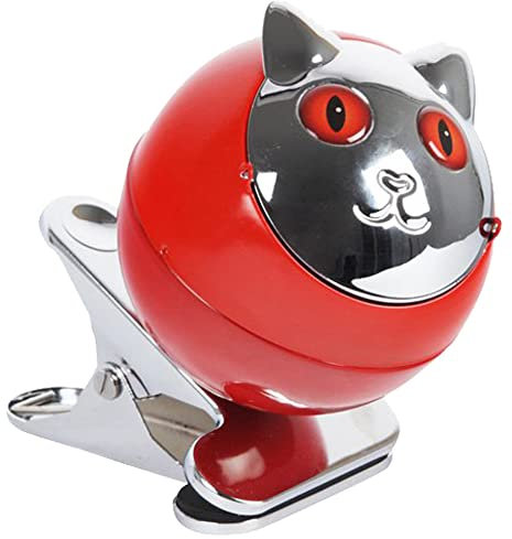 Aschenbecher mit Klemmfunktion Katze Windaschenbecher Klemmaschenbecher Metall Ascher Kippaschenbecher (Rot)