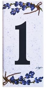 Grenadine Boutique chiffres de porte en céramique décoration lavande dimensions 11 x 5,5 cm Bagno (chiffre 1)