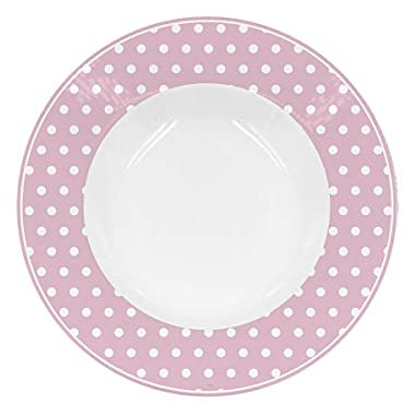 Isabelle Rose Plato hondo fino porcelana hueso china rosa con lunares blancos 22 cm