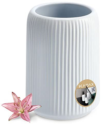 KADAX Badezimmerbecher aus Keramik, Becher für Zahnbürsten, Zahnputzbecher, Badbecher, Badezimmer Cup, Zahnbürstenhalter, Zahnbürstenbecher (Weiß)