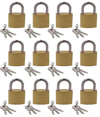 Heavy Duty 38mm Iron Brass Coated Padlock Security Lock Secure 3 Keys 12pk