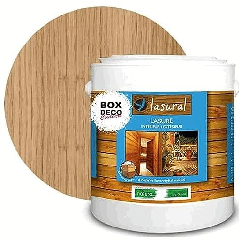 BOX DECO COULEURS Lasure naturelle bio bois intérieur et extérieur écologique Lasural Natura - 3L, Chêne clair