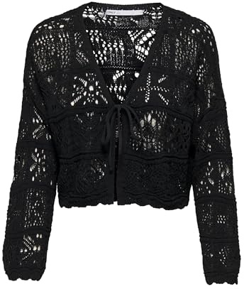 ONLY Damen Onlbeach Life 7/8 O-n Cardigan KNT Noos Pullover, Schwarz, S EU