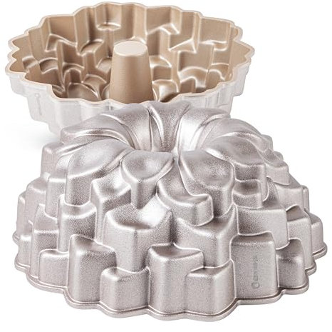 Erreke Gugelhupfform, Professionelle Qualität Kuchenform, Gugelhupf Backform, Sehr Widerstandsfähig, Doppelte Antihaftschicht, 2 Liter Kugelhupf Backform 24cm, Bloom