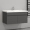 HAPAOSO Waschtisch mit Unterschrank 80 cm Breit Grau Badmöbel Set Hängend 2 Soft-Close Türe MDF-Platte