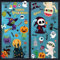 Pegatinas Ventanas de Halloween Reutilizables, Pegatinas Doble de Dibujos Animados para Ventanas y Escaparate de Halloween de Monstruos Gato Murciélago Fantasmas y Brujas para Niños（9 hojas,20*30cm)