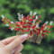 IYOU Braut Hochzeit Haarkamm Strass Rot Haarteil Blume Abschlussball Braut Kopfschmuck Zubehör für Frauen