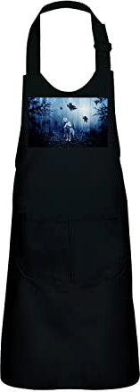 Fabulous Tablier Enfant 2 Poches Cuisine Noir Couple de Loup Foret Sombre Animaux Sauvages Nature - Haut de gamme