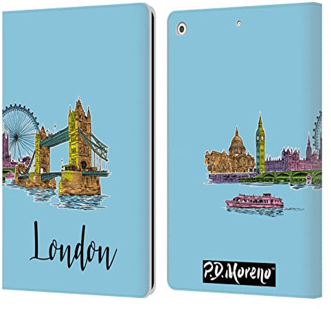 Head Case Designs Offizielle P.D. Moreno London Stadtskizzen Leder-Wallet-Hülle Kompatibel mit Apple iPad 10.2 2019/2020/2021