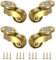 4 Stück Antik Lenkrollen aus massivem Messing mit 25mm Rad, Antike Vintage Möbelrollen Räder, bewegliche Lenkrollen, 360° Lenkrolle, Vintage Rollen für Möbel, poliertes Messing,25mm/1in,Brass