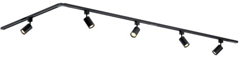 Qub Focus III 1-Phasen Led Schienensystem - 300cm - 5x GU10 Spots - 3x 1m Schienen - L-Form - Deckenstrahler Schwarz - Erweiterbar & flexibel - LED-kompatibel - Modernes Design Spot lampe