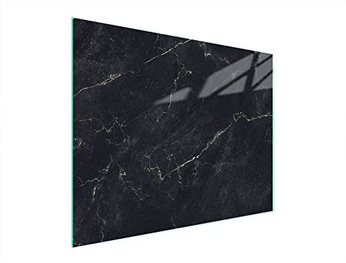 DarHaus Tagliere da cucina in vetro temperato, Copri-piano cottura a induzione, piano decorativo universale 52x40 cm, Marmo nero