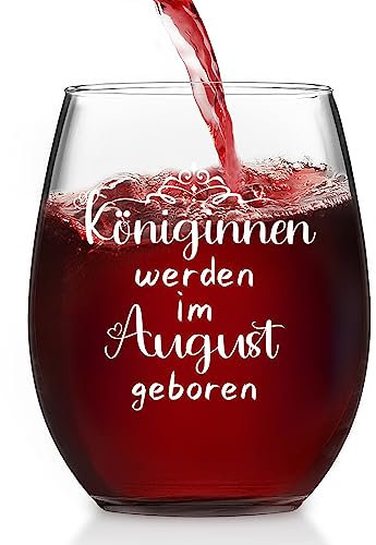 Joymaking Weinglas Geschenk Freundin, Geburtstagsgeschenk für Frauen, Geschenk für Frauen Geburtstag, Lustige Geschenk für Frauen Freundin Schwester Mütter - Königinnen Werden im August Geboren 450ml