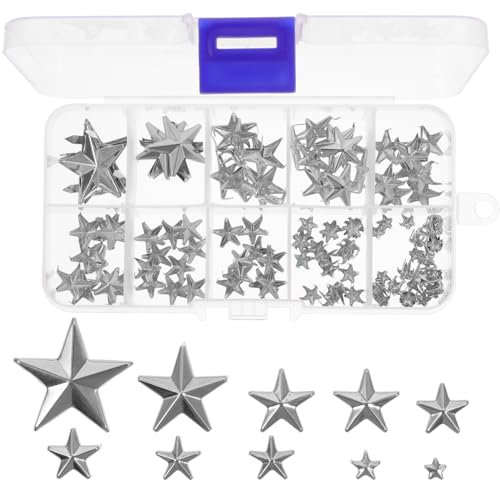 SEWACC 150 Pièces Clous Étoiles à Cinq Branches Charmes De Rivets Clous à Griffes De Couture Rivets Bricolage Clous en Forme Détoile Mini Goujon à Griffes Pointes Métal Vêtements Punk