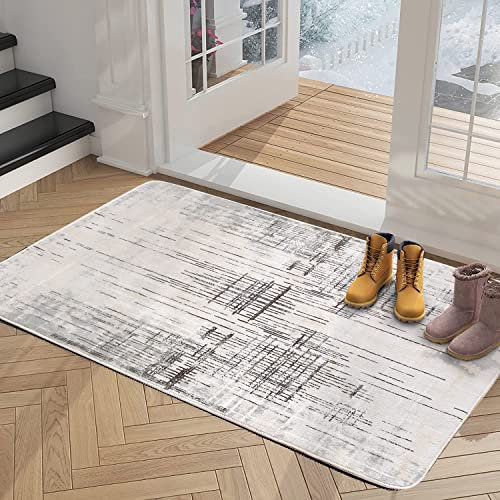Tinyboy-hbq Teppiche Modern Designer für Wohnzimmer Kurzflor Teppich für Wohnzimmer Schlafzimmer Grau (Grau/Beige, 80 x 120 cm)