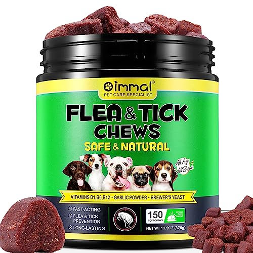 Sanrik Dog Flea and Tick Treatment, Flea and Tick Prevention for Dogs, Oral Flea Pills for Dogs, 150 Soft Chewable Tablets, Dog Flea Treatment for Small, Medium, Large Dogs (Natural)