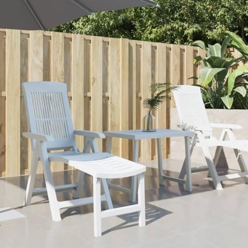 LAPOOH Sonnenliege Weiß Kunststoff Gartenliege, Liegestuhl, Sonneninsel Outdoor, Liegen, Gartenmöbel, Loungemöbel, Relaxliege - 364705