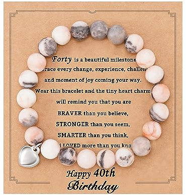 POWWA Geschenk 40 Geburtstag Frau, 40 Geburtstag Frauen Geschenk Geburtstag Beste Freundin Armband zum 40 Jahre Geschenk Personalisiert für Frau Schwester Freundin 40th Birthday Gifts Women