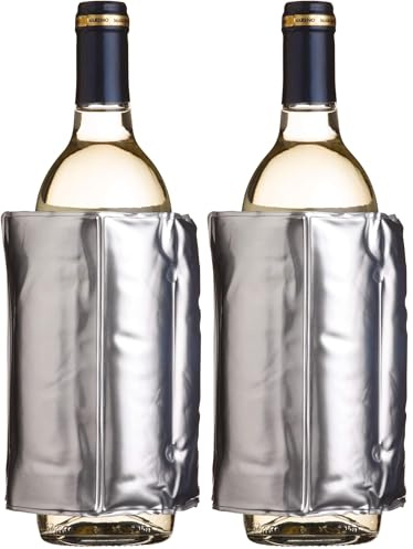 BarCraft KCBCWRAP Insulated Wine Cooler Sleeve, Silver Finish, 43 x 18 cm (17 x 7 inches) (Pack of 2)
