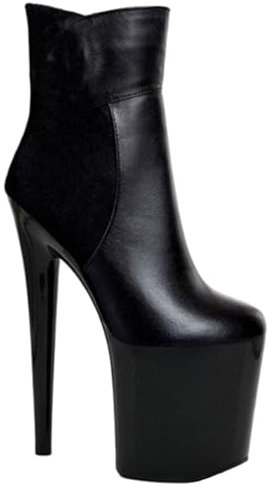 Wsbjbo Scarpe con tacco alto da donna, stivali corti da 20 cm, alla moda, con plateau, plateau, scarpe estive per feste, Nero 1, 37 EU