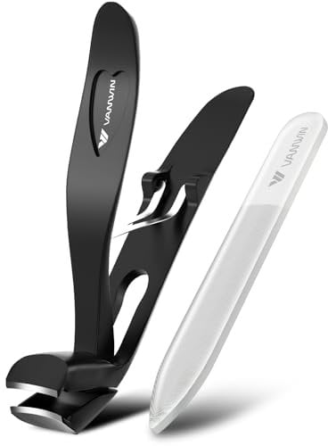 Coupe-Ongles à Tête Inclinée pour Personnes Âgées, VANWIN Coupe-Ongles Ergonomique pour Ongles Épais avec Large Ouverture de La Mâchoire, Coupe-ongles en Acier avec Attrape-Ongles pour Hommes Femmes