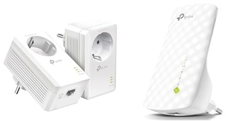 TP-Link Powerline Adapter Set TL-PA7017P KIT(1000Mbit/s & WiFi TP-LINK TL-RE200 (UE) - Blanc
