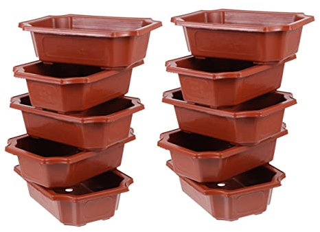 BESPORTBLE 10piezas Macetas Rectangulares De Bonsái De Plástico Práctico y Ligero para Jardinería y Decoración De Balcón Drenaje y Diseño Elegante