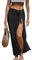CUPSHE Damen Sarong Pareo High Waist Schnürung Rüschensaum Lang Strandtuch Sommer Bikini Cover Up Strandrock Schwarz OneSize