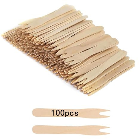 Forchette in legno usa e getta, forchette monouso in legno, forchette usa e getta in legno, posate monouso in legno, posate monouso in legno, forchette per feste, compleanni, campeggio (85 mm), 200 PC