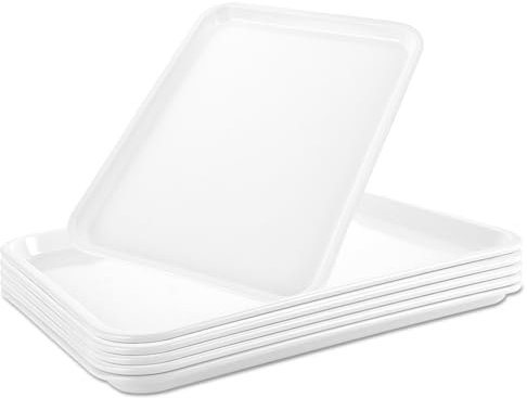 MUXHEL 6 bandejas de plástico para servir, 33 x 24 cm, rectangulares, grandes, de plástico, para bufés, celebraciones, picnics