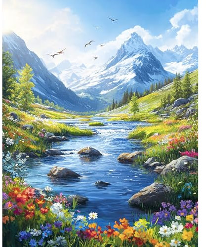 DAERLE Peinture par numéros pour adultes Belle vue de la nature, Peinture à l'huile à la main débutants Paysage, Peinture par Numéros pour la Décoration de la Maison 30x40cm, Sans Cadre