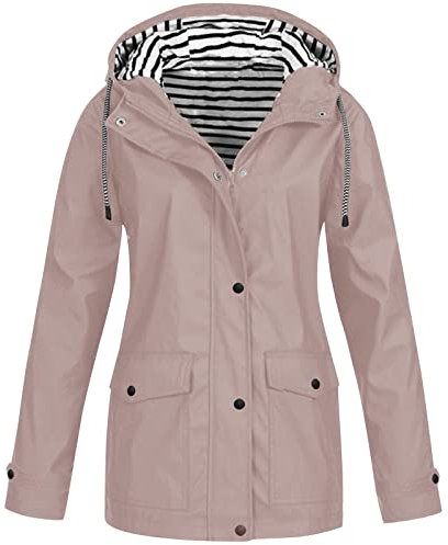 Ciré Femme Imperméable Cape De Pluie Vestes De Randonnée Taille Longue Coupe Vent Veste Imperméable en Impermeable Cire Veste Mes Commandes 1#Rose M