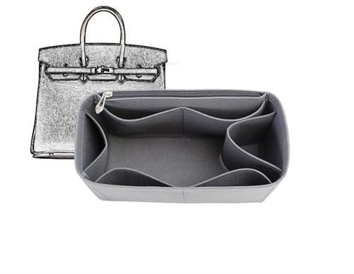 Taschen-Organizer, gefütterte Aufbewahrungstasche, Taschen-Aufbewahrungseinsatz, tragbare Kosmetiktasche for Hermes Birkin 25/30/35(Gray A,Birkin35)