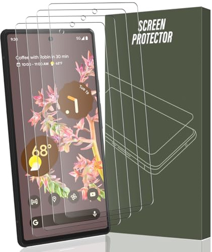 Gelaasso 4 Pièces Protection écran Verre Trempé pour Google Pixel 6 | Dureté 9H Film Protection écran, anti-empreintes, Anti-rayures, HD Transparent, Compatible empreinte digitale